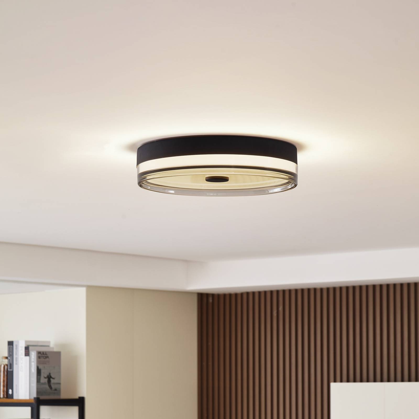 foto del prodotto lindby plafoniera led aldorin, 40 cm, nero, plastica
