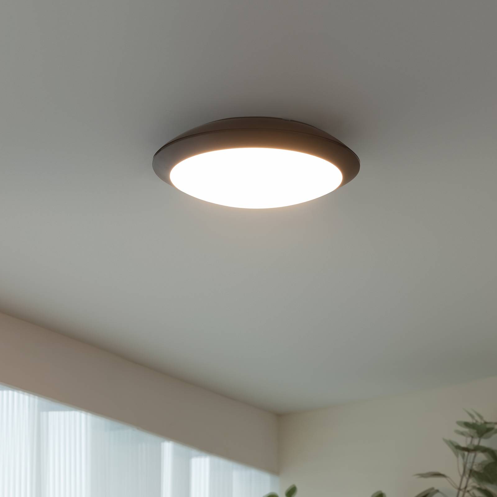 foto del prodotto lindby plafoniera led da esterni naira, grigia, sensore, 30 cm, ip65