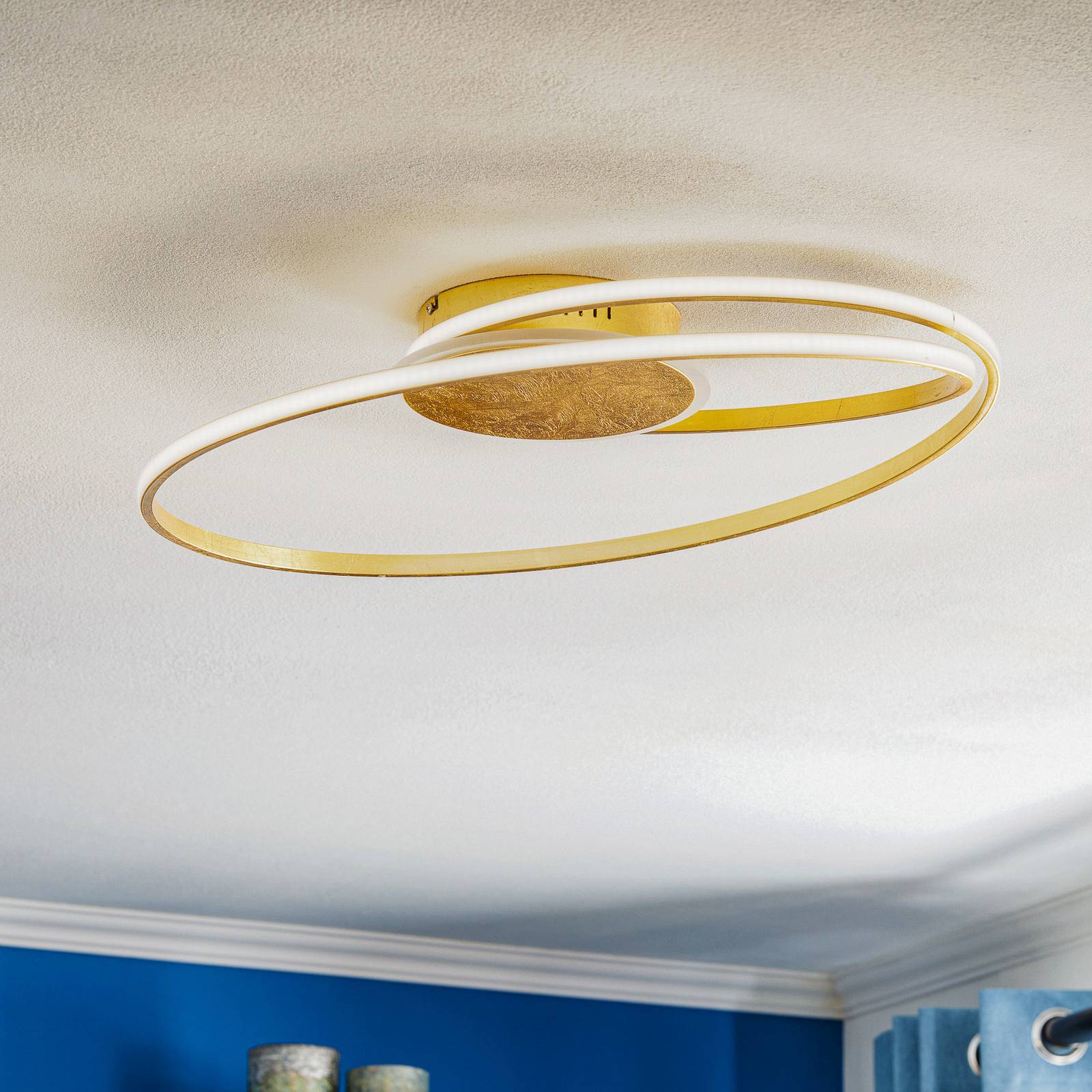 foto del prodotto lindby plafoniera led dorle, 60 cm, oro, alluminio