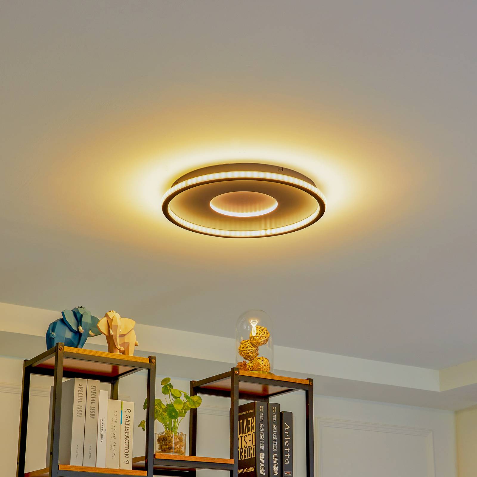 foto del prodotto lindby plafoniera led edenia, nero bianco, cct, 51 cm