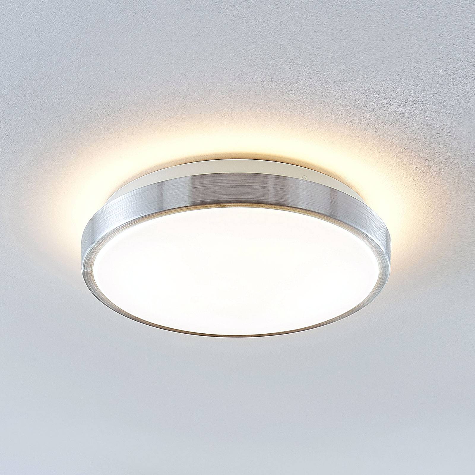 foto del prodotto lindby plafoniera led emelie, 27 cm, color alluminio, metallo