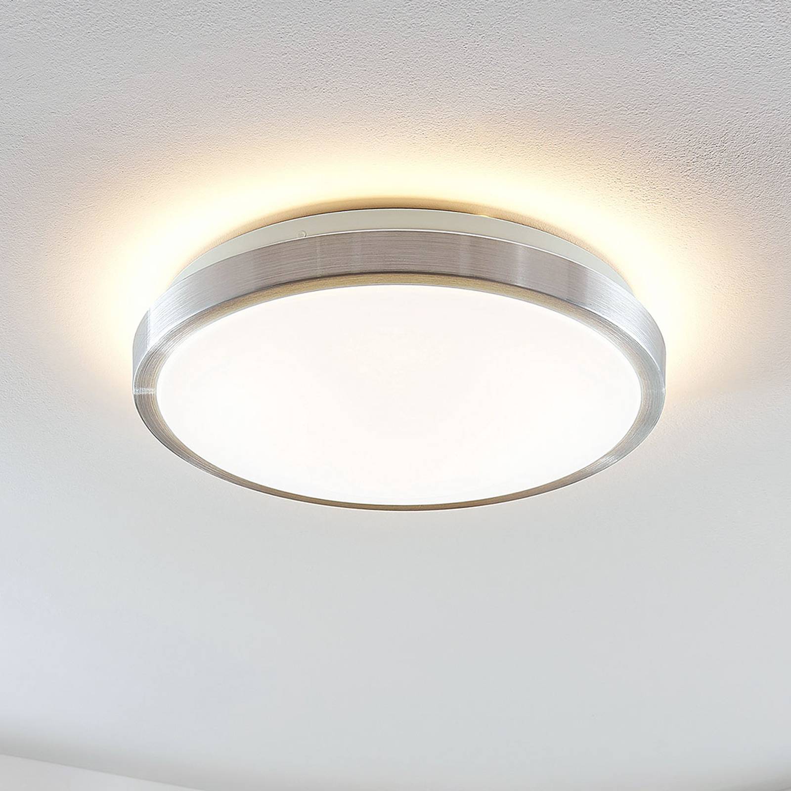 foto del prodotto lindby plafoniera led emelie, 35 cm, color alluminio, metallo