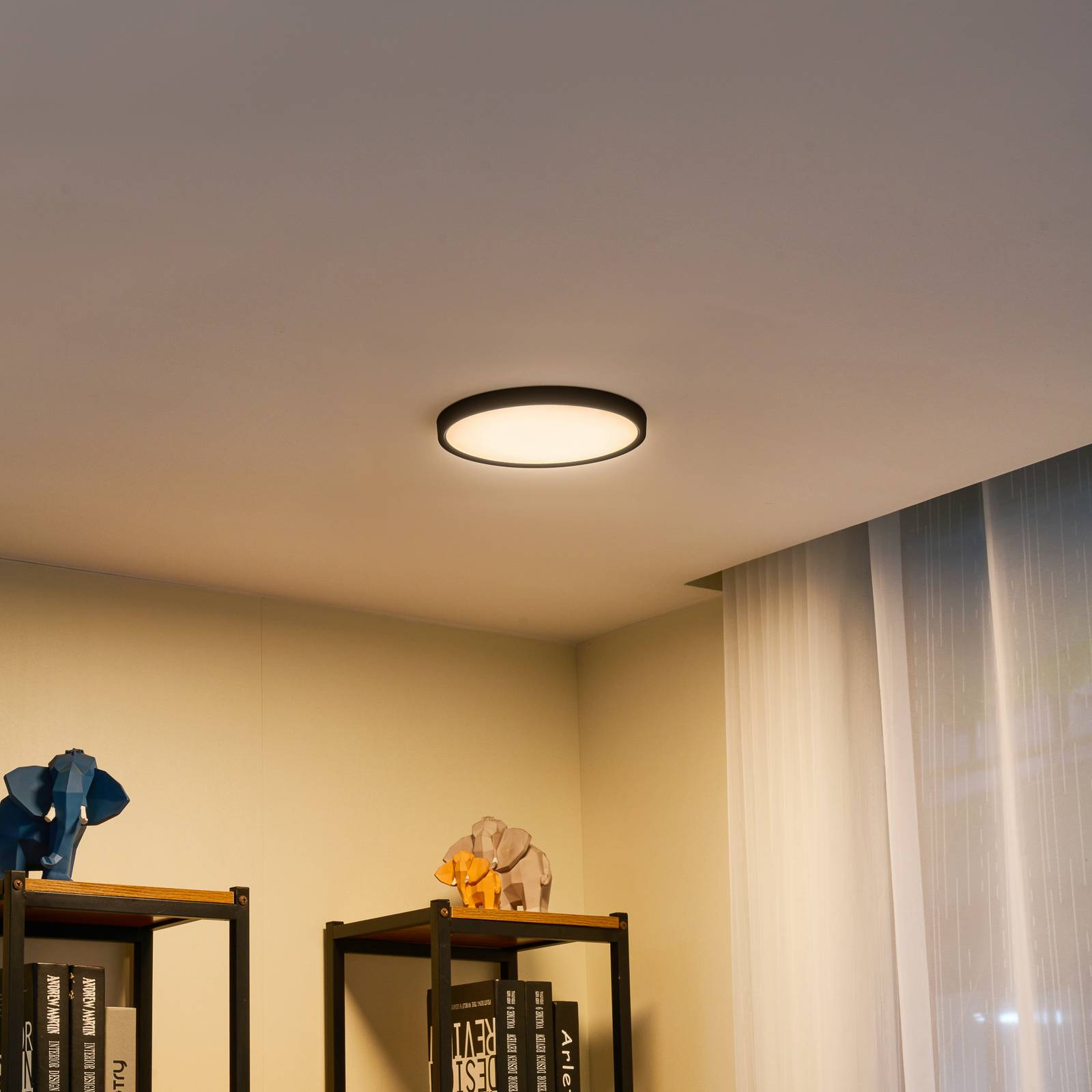 foto del prodotto lindby plafoniera led pravin, 23 cm, 3.000 k, nero