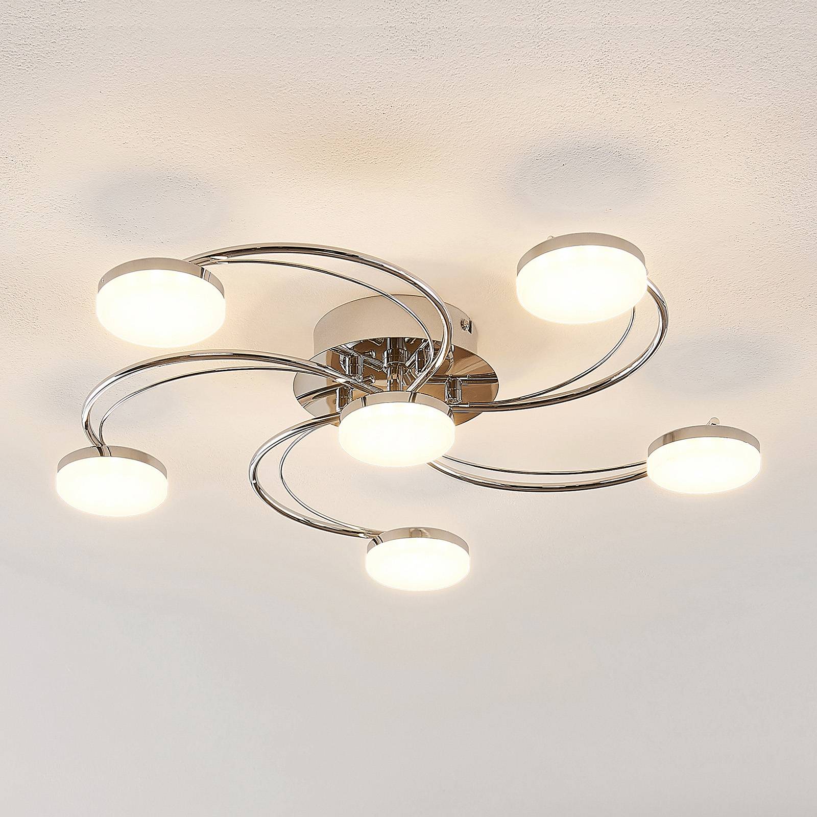 foto del prodotto lindby plafoniera led rouven, a spirale, a 6 luci, grigia