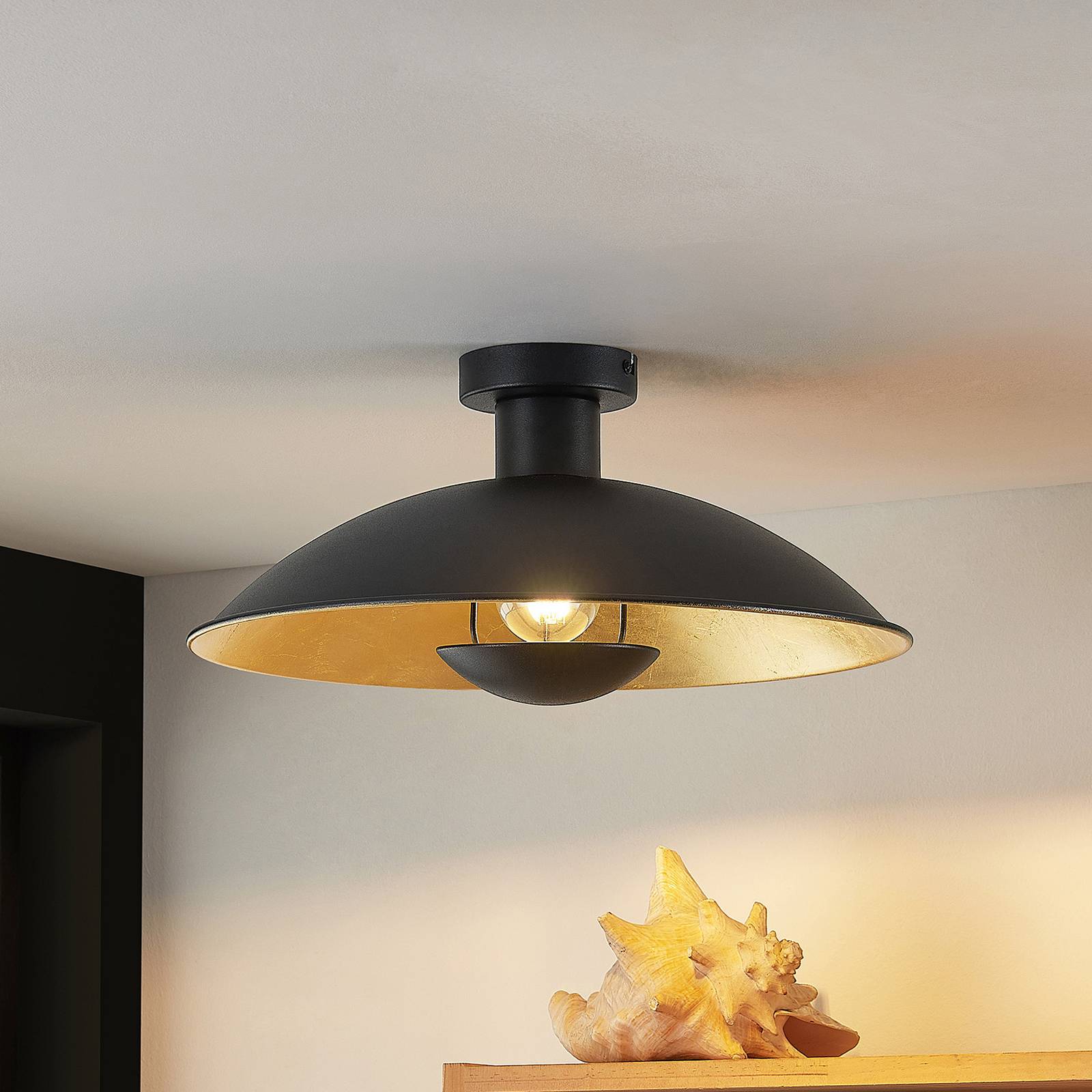 foto del prodotto lindby plafoniera narisara, 40 cm, e27, nero oro