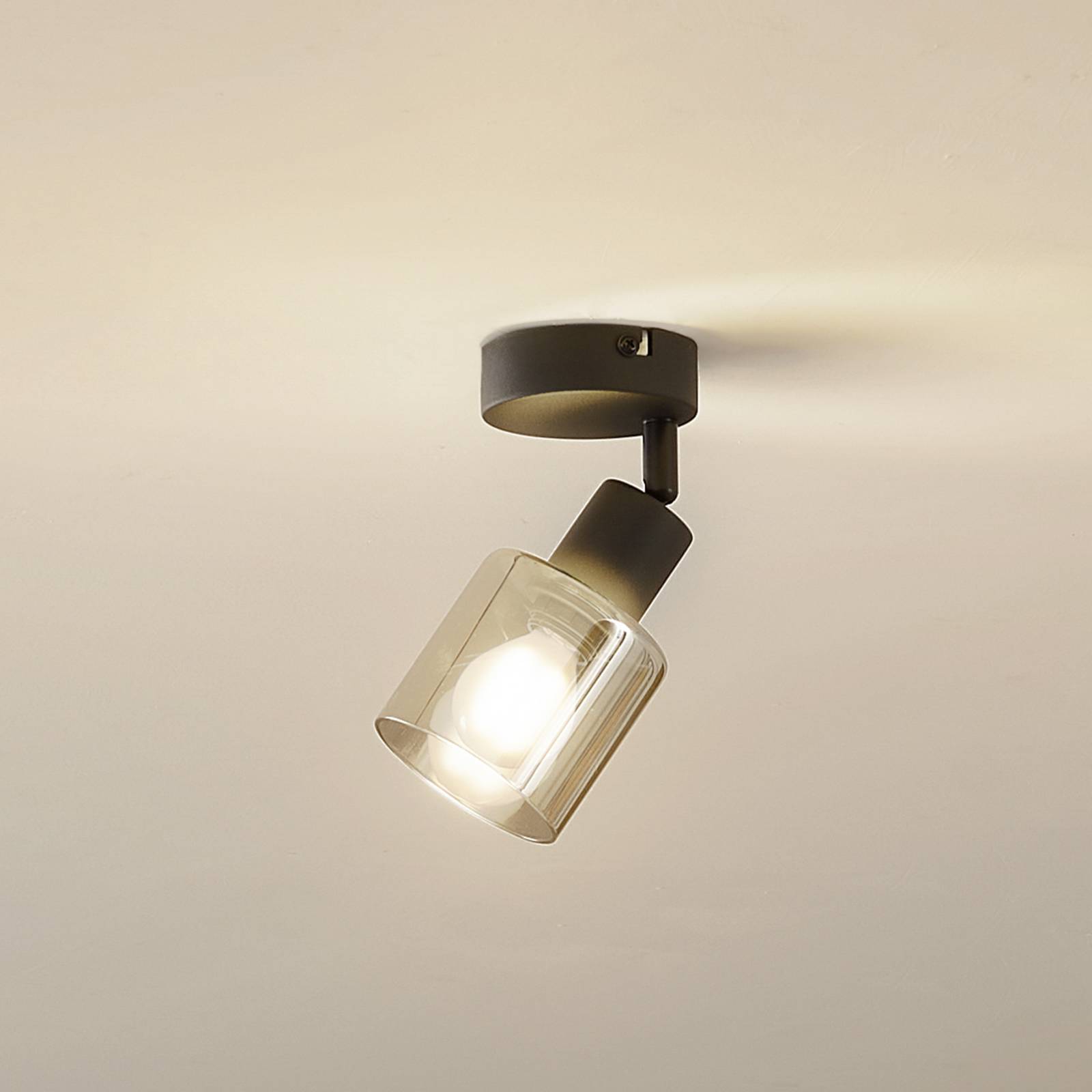 foto del prodotto lindby plafoniera netty, a 1 luce, grigio, vetro