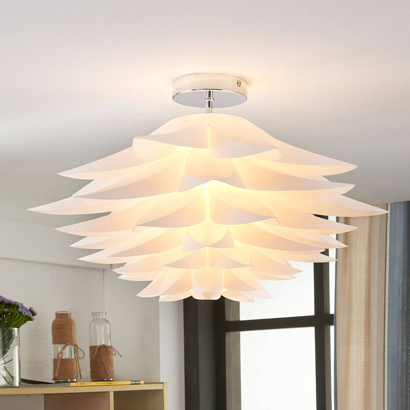 foto del prodotto lindby plafoniera rimon, bianco, plastica, 50 cm, e27
