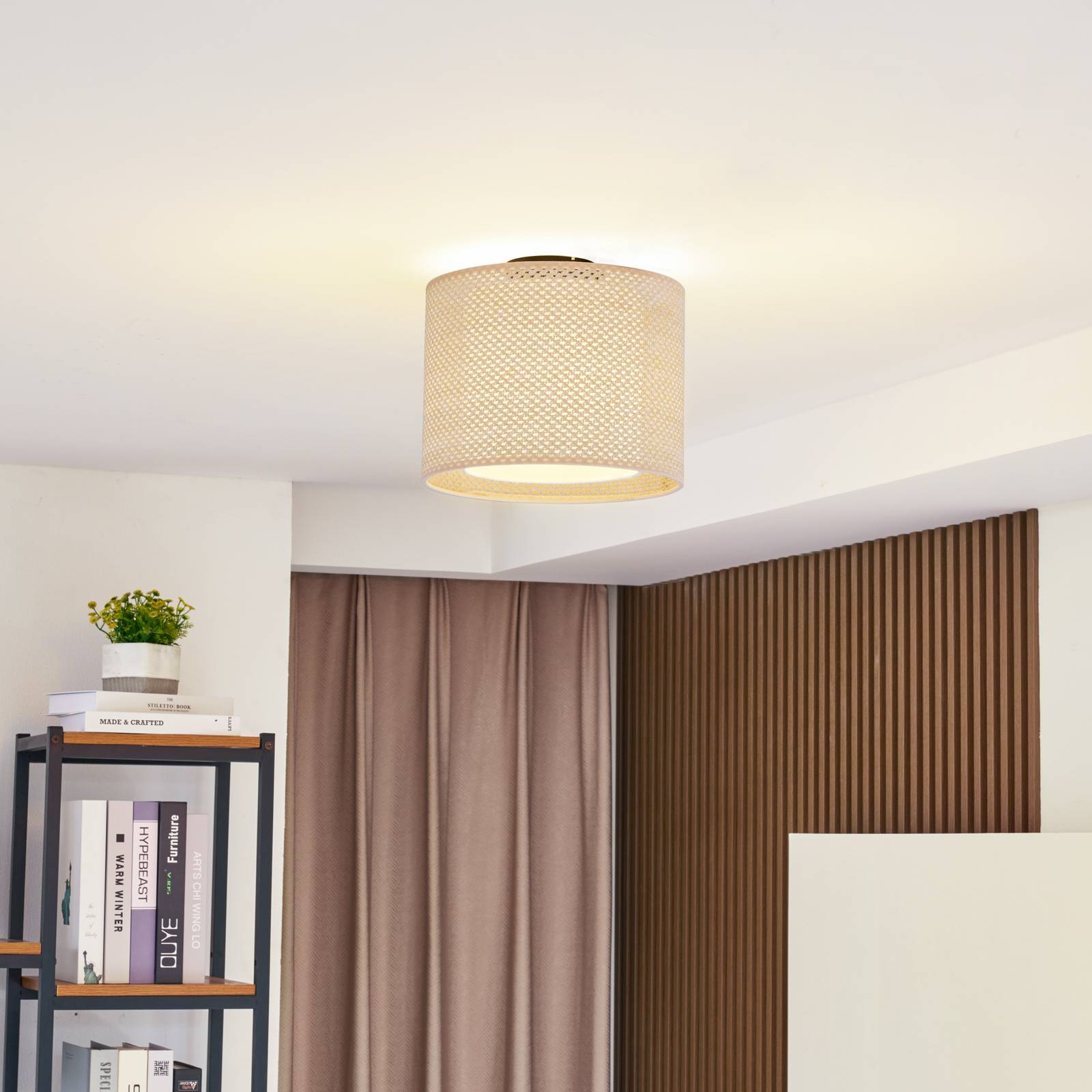 foto del prodotto lindby plafoniera soula, 26 cm, beige, plastica, e27