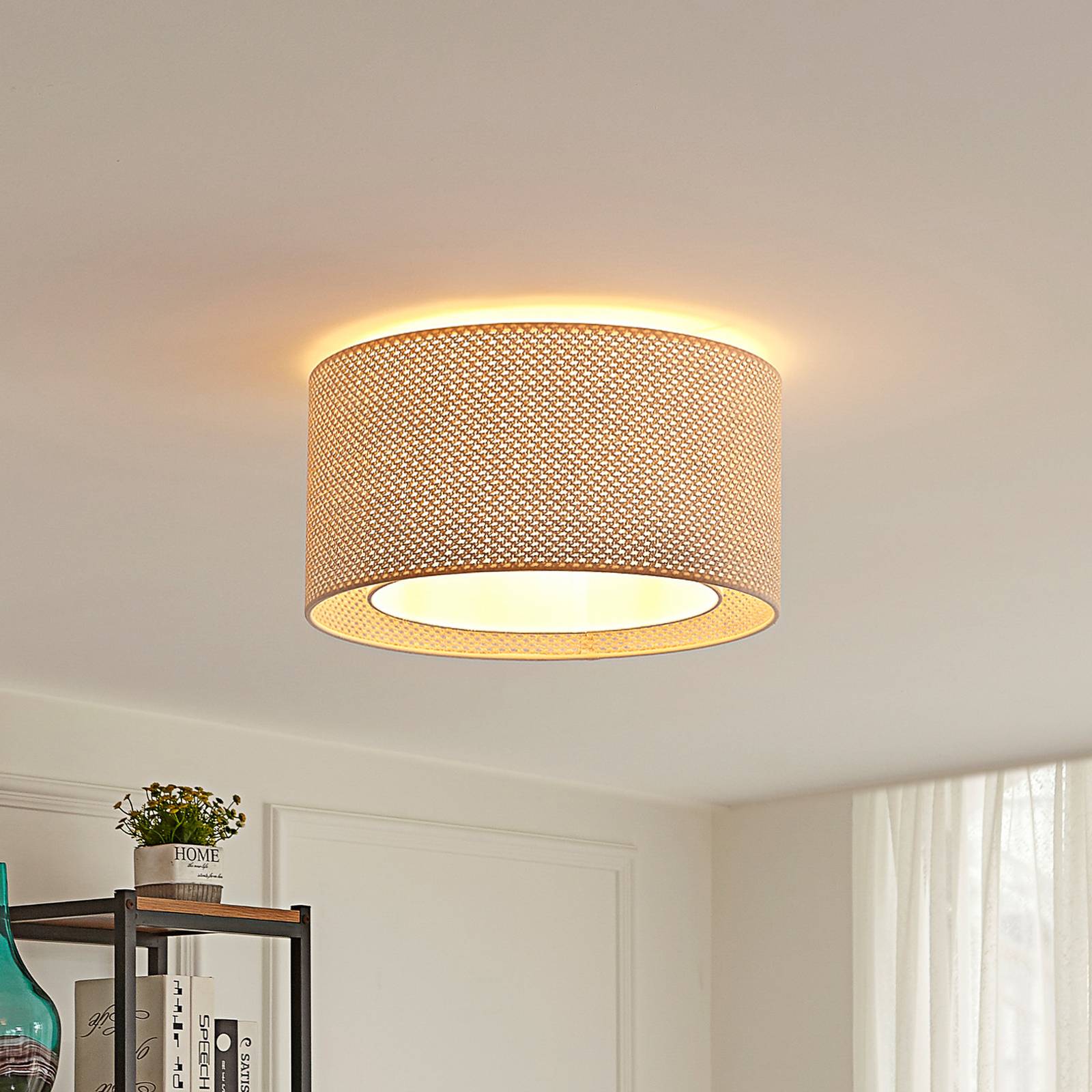 foto del prodotto lindby plafoniera soula, 40 cm, beige, plastica, e27