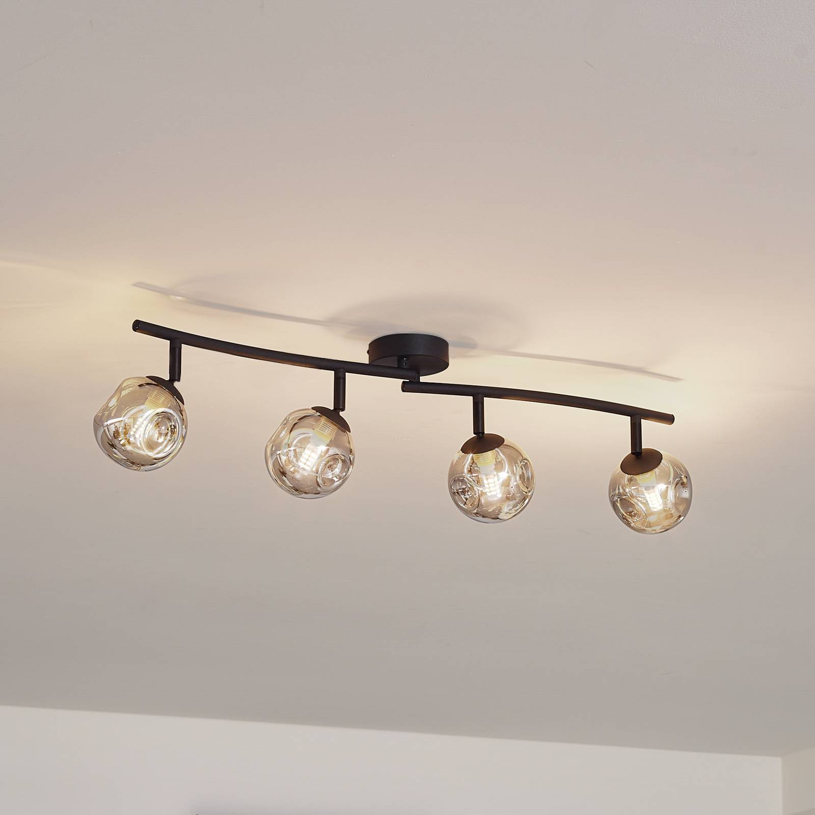 foto del prodotto lindby plafoniera valentina, grigio nero, a 4 luci, vetro