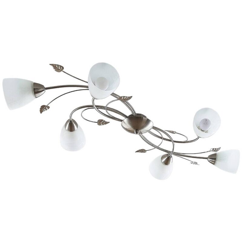foto del prodotto lindby plafoniera yannie, a 6 luci, 106 cm, nichel bianco, vetro