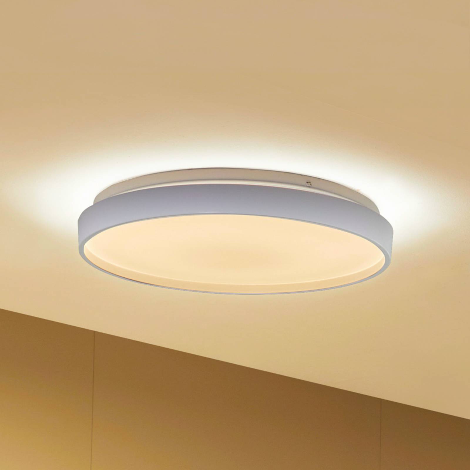 foto del prodotto lindby smart led plafoniera mirren, bianco, metallo, cct, tuya