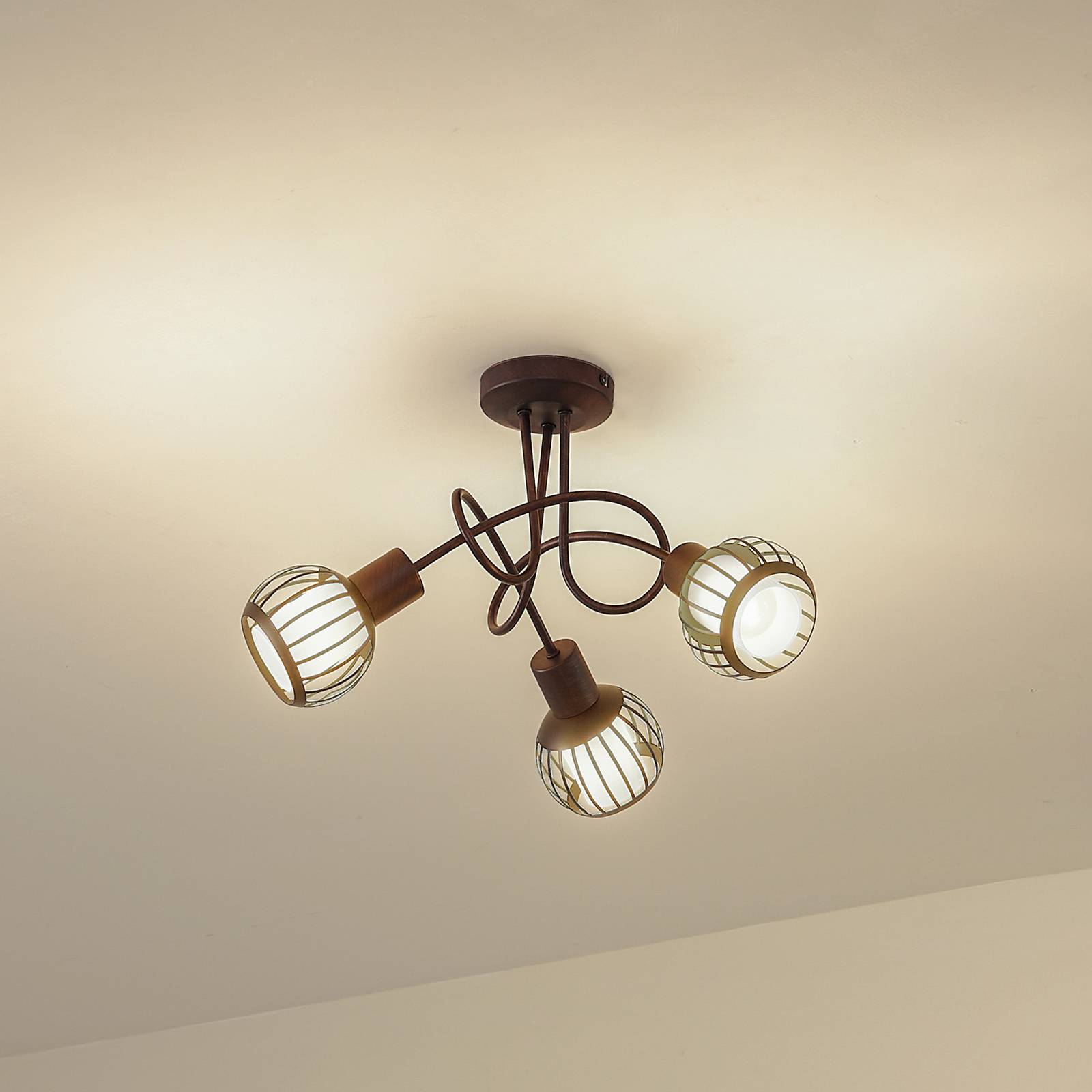 foto del prodotto lindby solm plafoniera, ruggine, ferro, a 3 luci