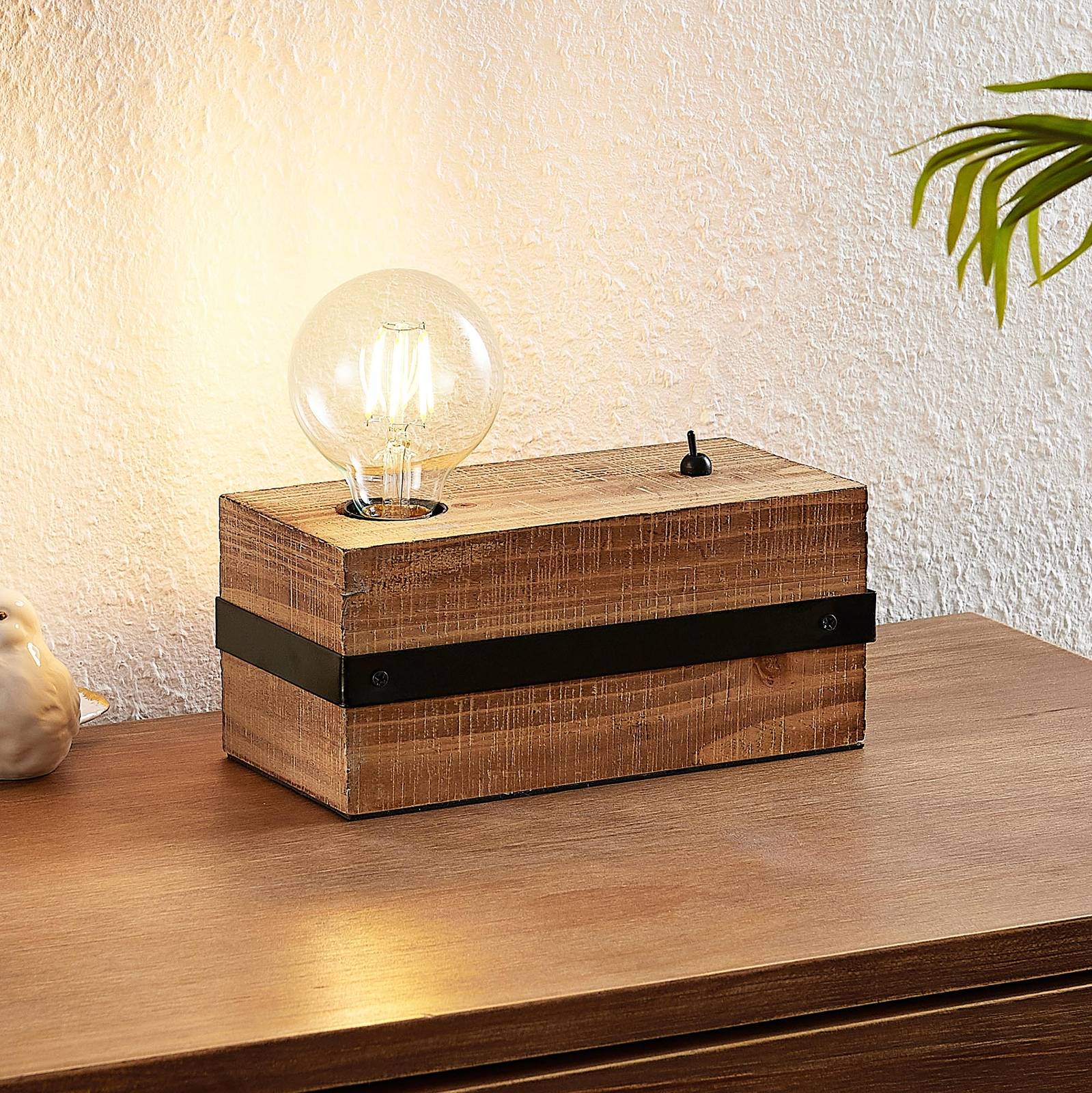 foto del prodotto lindby sverina lampada da tavolo di legno, 1 luce