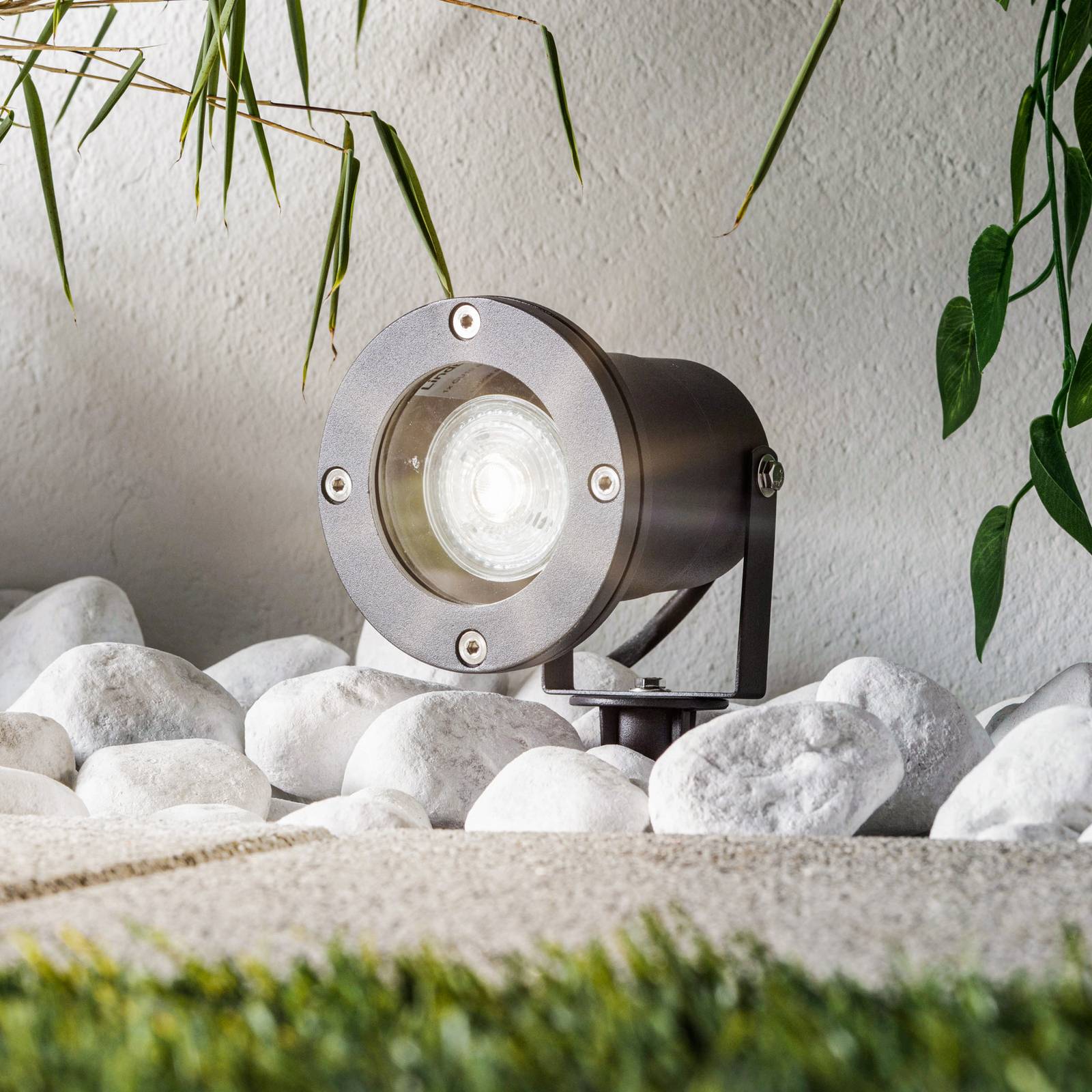 foto del prodotto lindby tessa faro spot esterno con picchetto in grigio