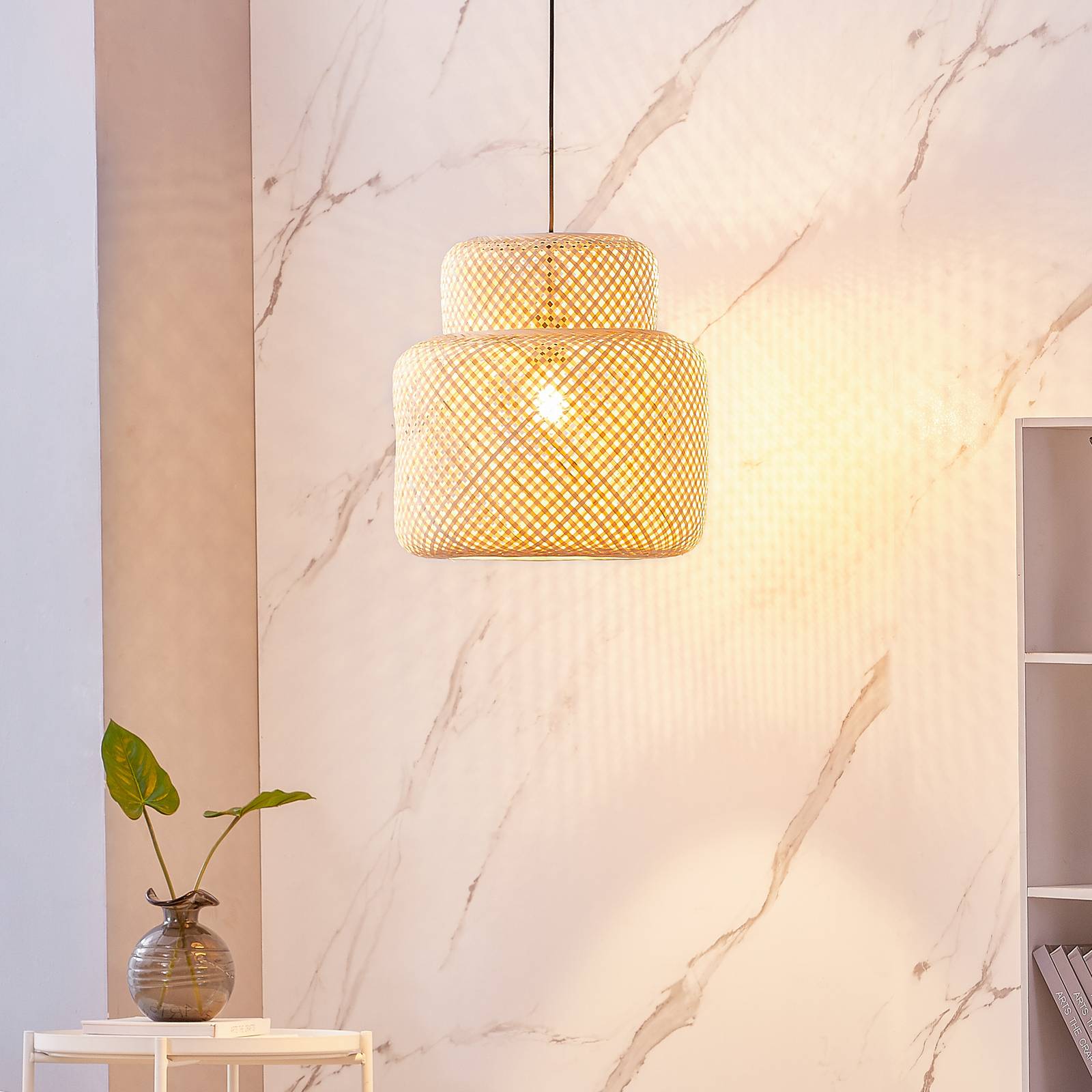 foto del prodotto lindby venora lampada a sospensione, 40 cm, a un livello, bamb , e27