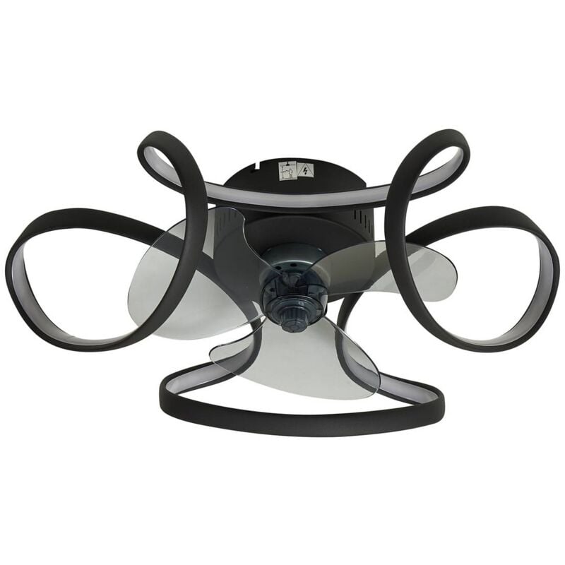 foto del prodotto lindby ventilatore da soffitto a led lomata, nero, silenzioso, 23 cm