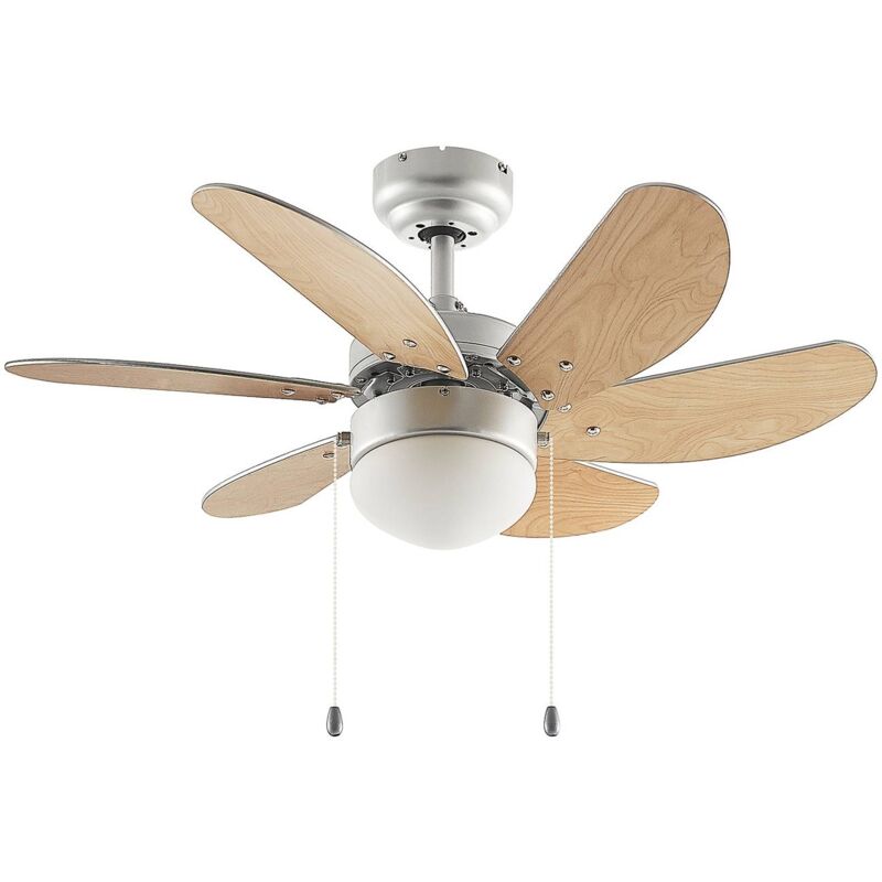 foto del prodotto lindby ventilatore da soffitto con luce minja, argento, silenzioso, 78 cm