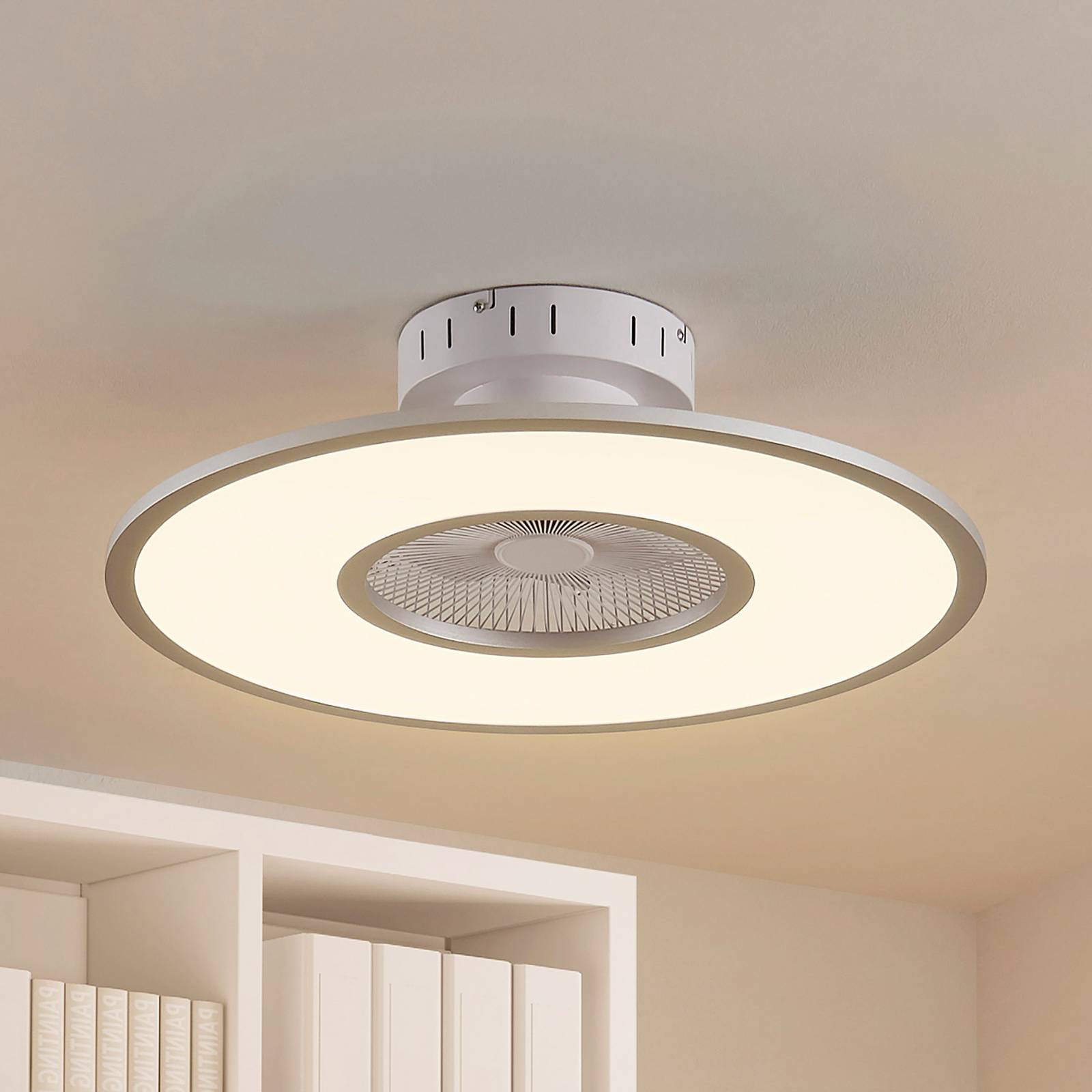 foto del prodotto lindby ventilatore da soffitto led romea, rotondo, cc, silenzioso, 60 cm
