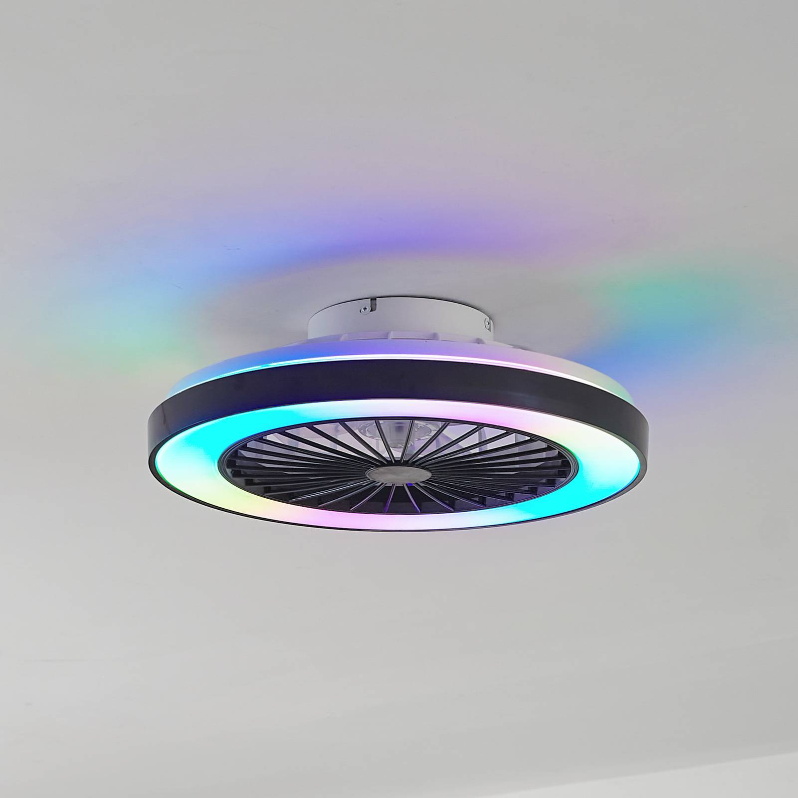 foto del prodotto lindby ventilatore da soffitto led teleo, 48 cm, nero, dc, tuya