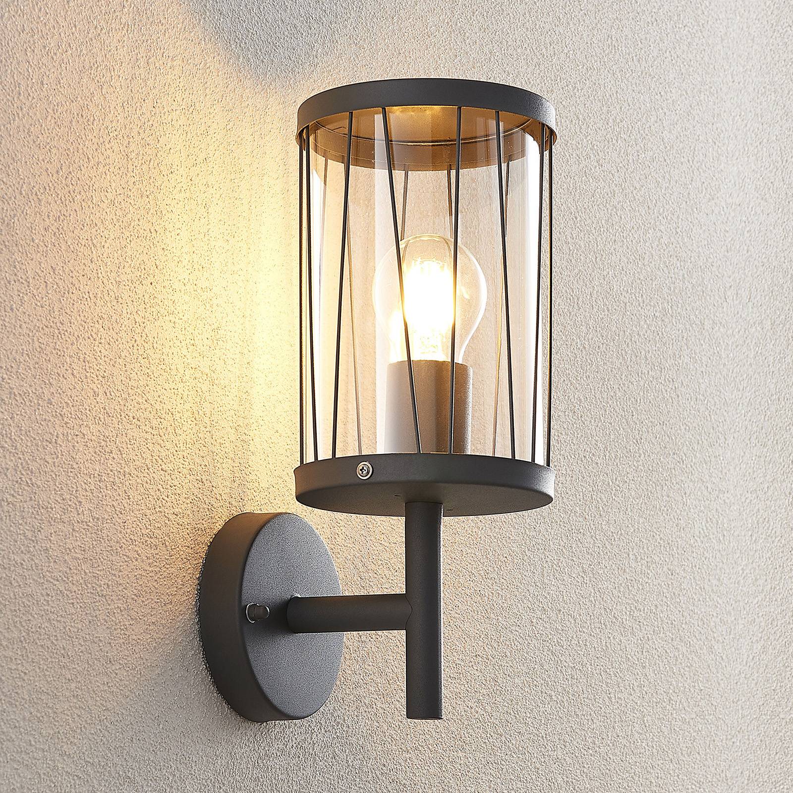 foto del prodotto lindby yonan applique esterni rotonda, grigio, e27