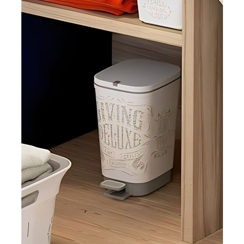 foto del prodotto linea chic laundry pattumiera bagno 10lt bianca e grigia