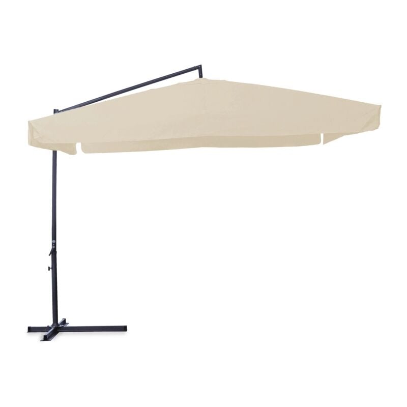 foto del prodotto linea garden friend ombrellone da giardino, 3x3 x 3h mt braccio laterale struttura in acciaio con manovella copertura in poliestere 180 gr m colore