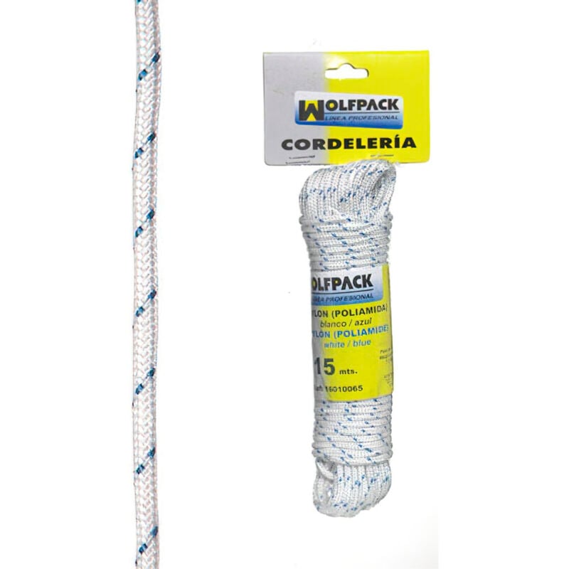 foto del prodotto linea profesional corda di nylon ad alta tenacit bianco blu matassa 15 m. wolfpack