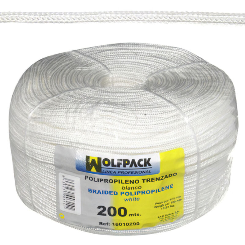 foto del prodotto linea profesional - corda intrecciata in polipropilene bianco bobina da 200 m - wolfpack