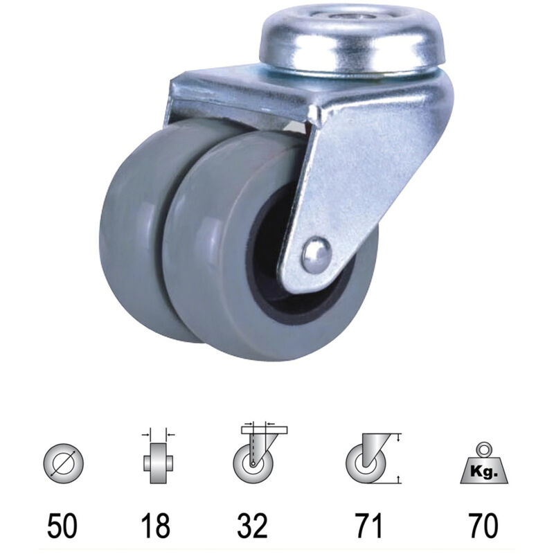 foto del prodotto linea profesional domestic double polyamide grey ruote passanti da 50 mm wolfpack