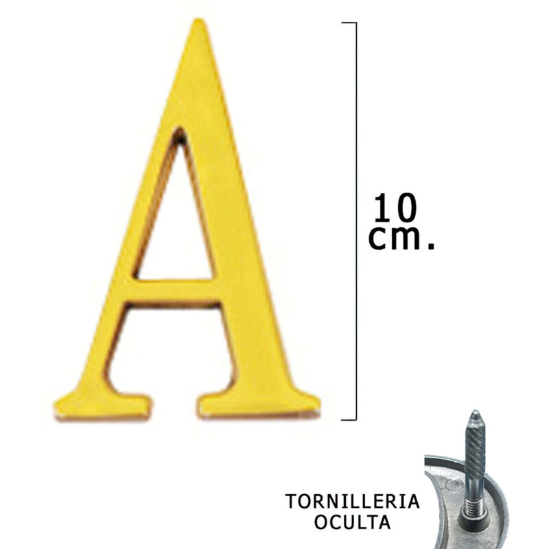 foto del prodotto linea profesional lettera a in ottone da 10 cm. con viti nascoste blister 1 pezzo wolfpack