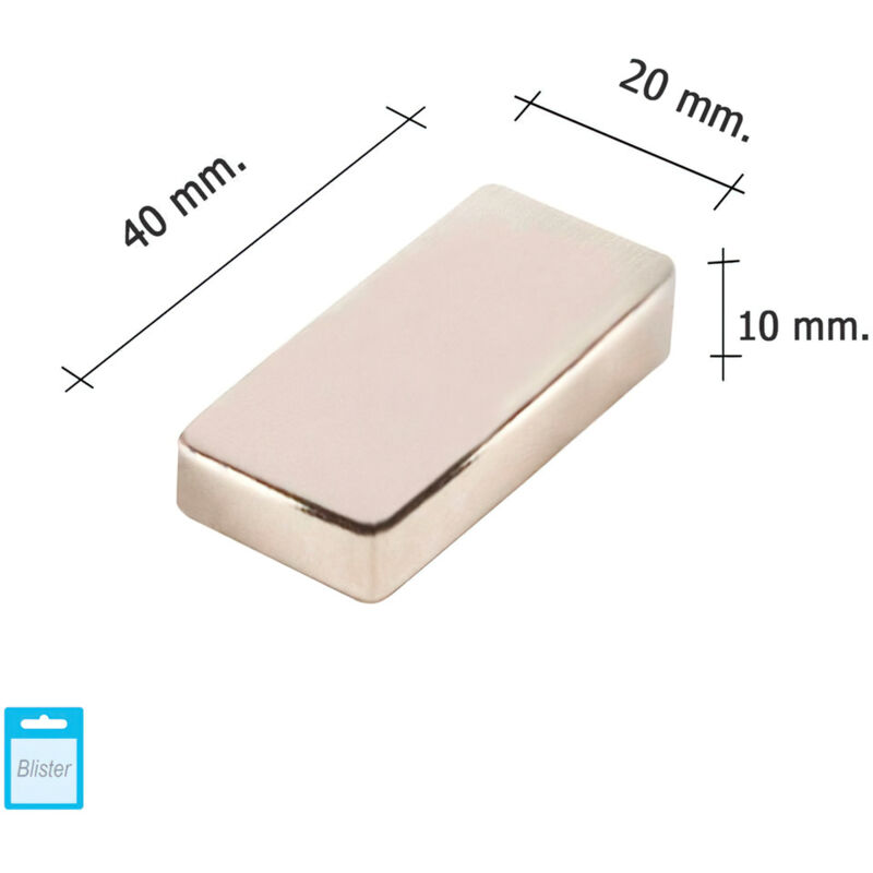 foto del prodotto linea profesional magnete al neodimio rettangolare 40x20x10 mm blister 1 pezzo wolfpack