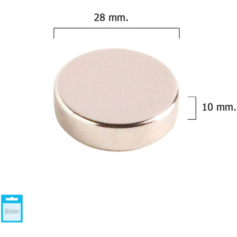 foto del prodotto linea profesional magnete al neodimio rotondo 28x10 mm blister 1 pezzo wolfpack