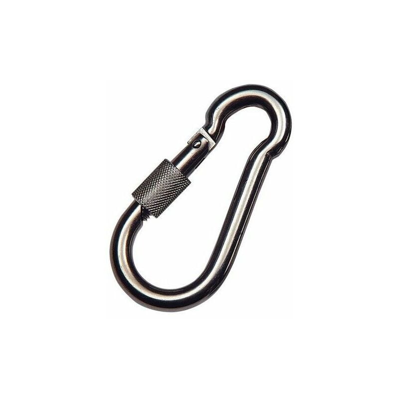 foto del prodotto linea profesional moschettone da pompiere in acciaio inox con gancio di sicurezza 80x8 uso domestico wolfpack