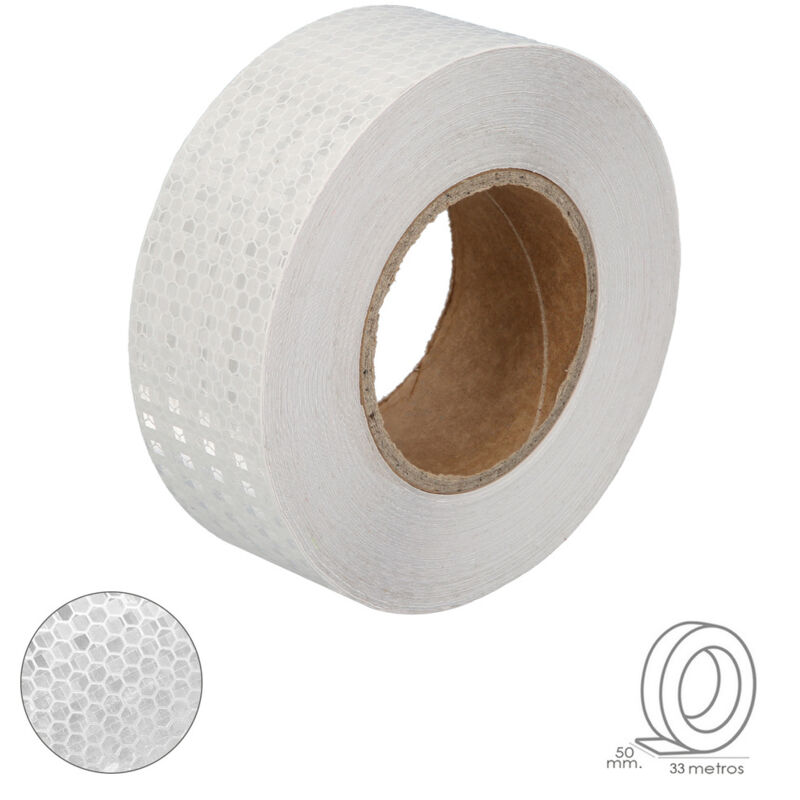 foto del prodotto linea profesional nastro adesivo riflettente bianco 50 mm. x 33 metri. uso domestico. wolfpack