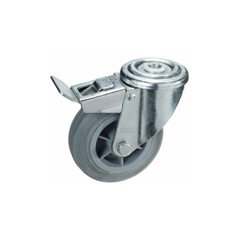 foto del prodotto linea professional 11112002 ruote industriali in gomma grigia con freno100 mm, 100 mm wolfpack