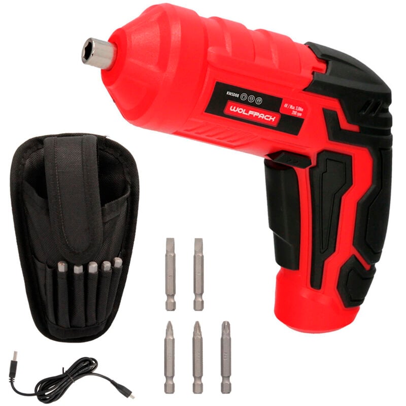 immagine 0 del prodotto linea professional cacciavite 4v con led, custodia, 5 cacciaviti wolfpack