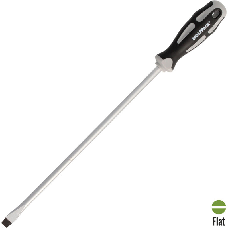 foto del prodotto linea professional cacciavite piatto in acciaio s2 tpr bimateriale impugnatura. 1,6 9,0 x 300 mm wolfpack