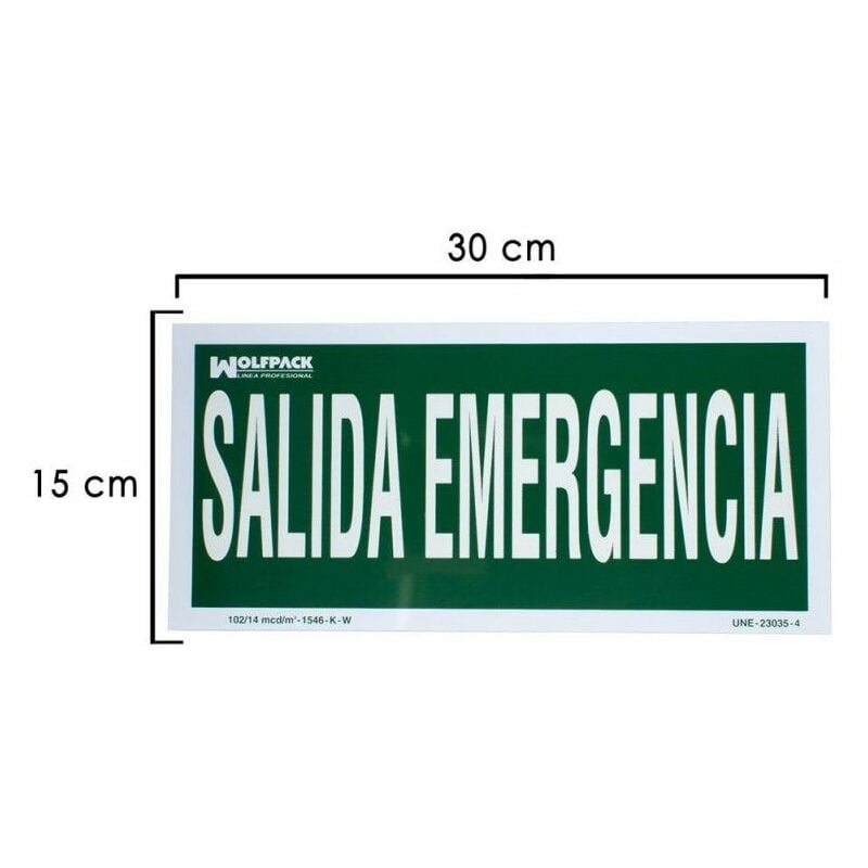 foto del prodotto linea professional cartello di uscita de emergenza 15x30 cm. wolfpack