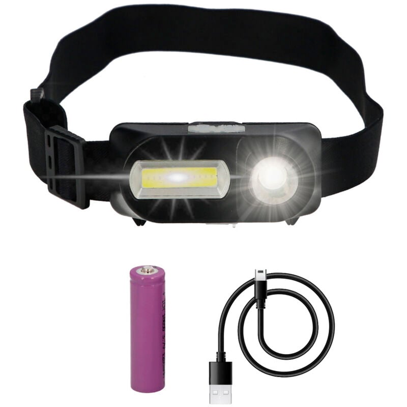foto del prodotto linea professional flashlight ledfront adjustable head lamp 350 lumens 4 modes, adjustable headband, 3 modes delight. forte, media e flash. 1200mah