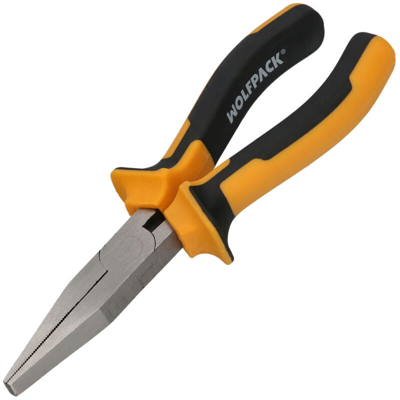 foto del prodotto linea professional pinze a becchi piatti 150 mm. pinze a becchi piatti in acciaio din 5745, pinze a becchi piatti lunghi, wolfpack