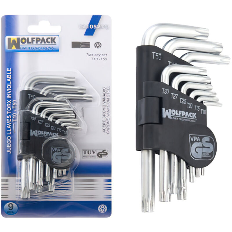 foto del prodotto linea professional set di chiavi torx l 9 pezzi infrangibili wolfpack