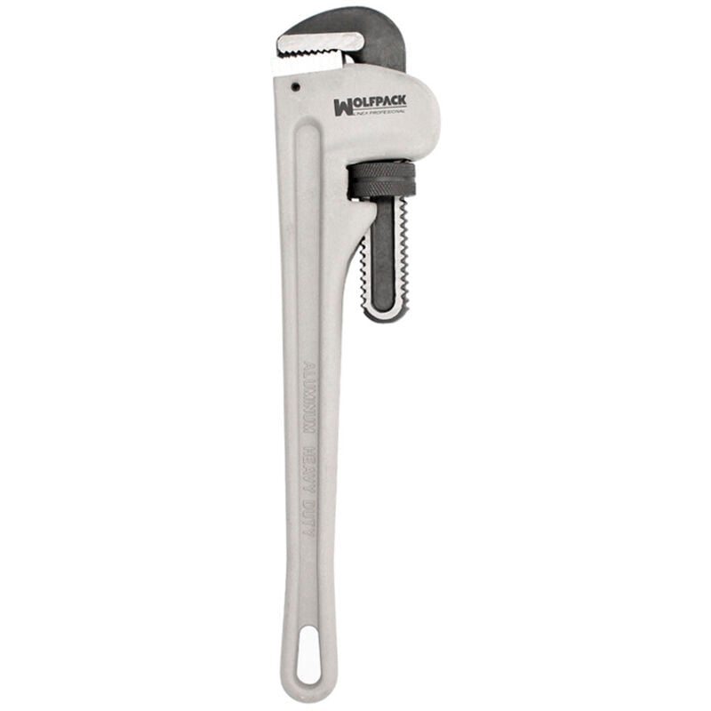 foto del prodotto linea professional stillson heavy duty aluminium 12 pipe wrench, plumbing wrench, pipe wrench, faucet wrench. wolfpack