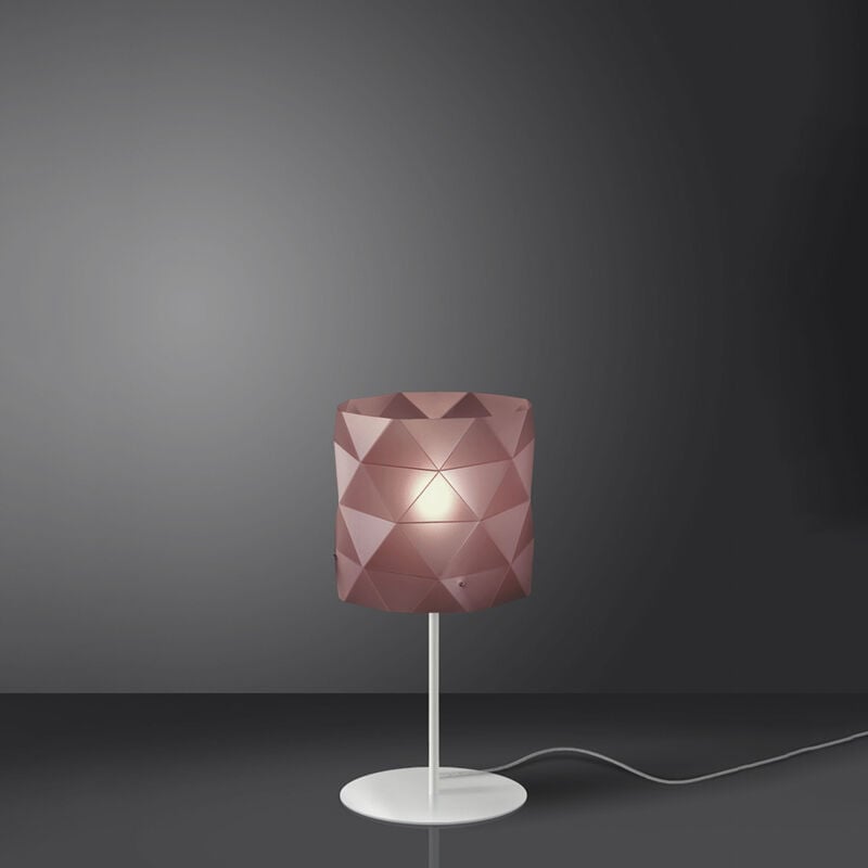 foto del prodotto linea zero lampada da tavolo moderna 1 luce prisma polilux rosa metallico h36 made in italy