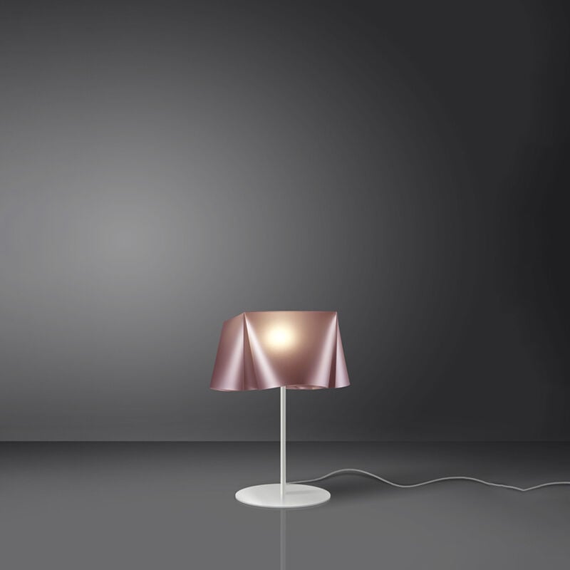 foto del prodotto linea zero lampada da tavolo moderna 1 luce wanda polilux rosa metallico d35 made in italy