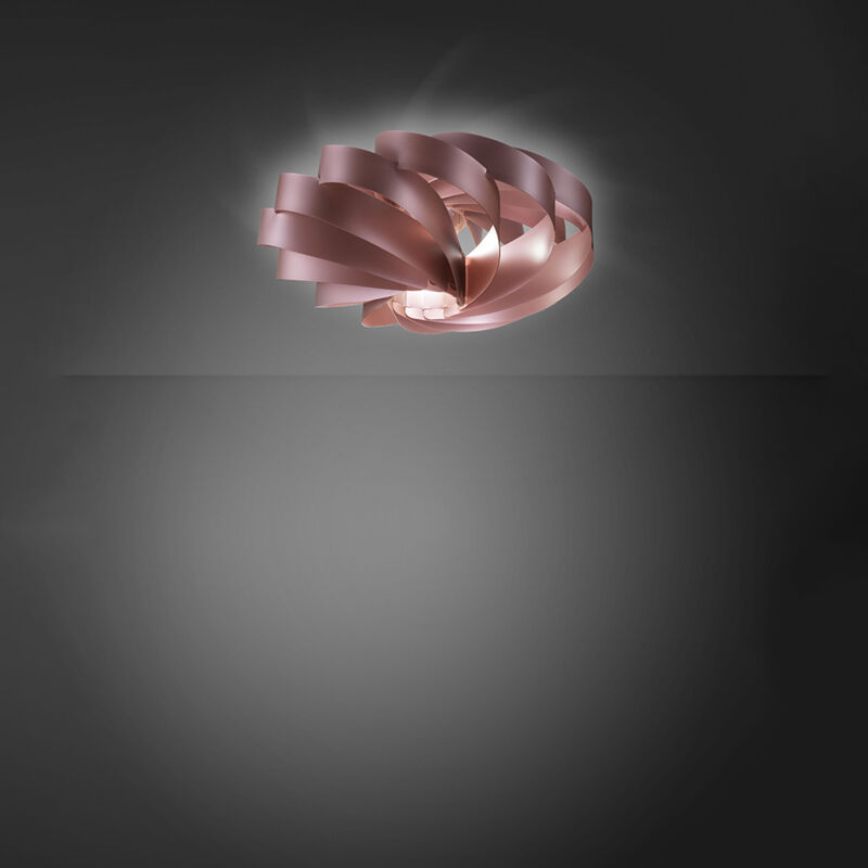 foto del prodotto linea zero plafoniera moderna 1 luce flat in polilux rosa metallico d30 made in italy