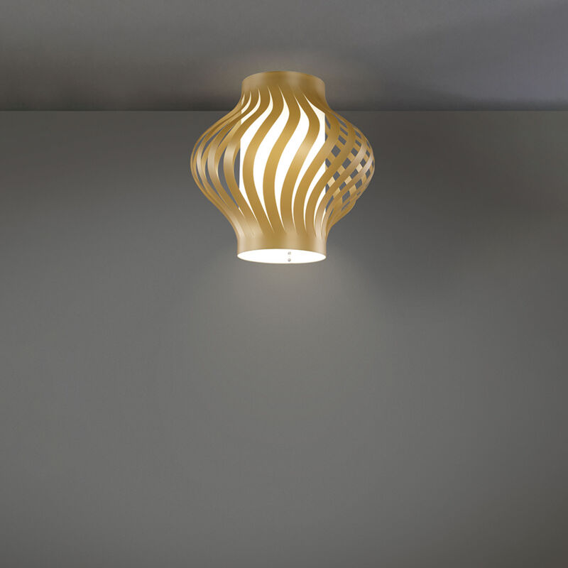 foto del prodotto linea zero plafoniera moderna 1 luce helios in polilux oro h39 made in italy