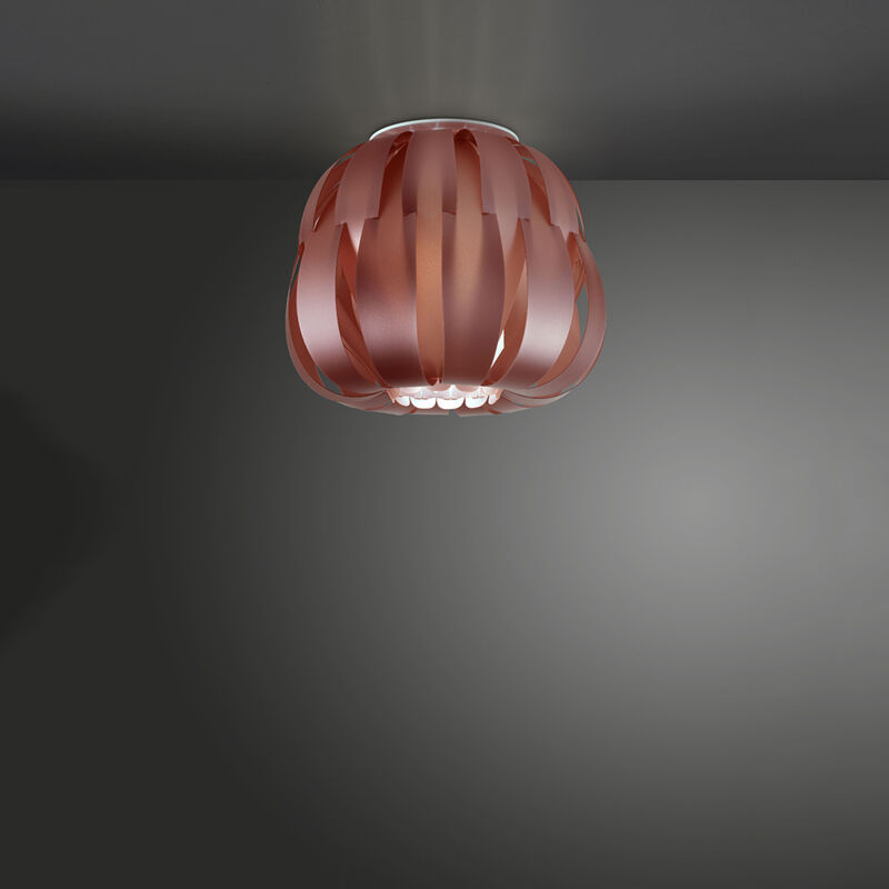 foto del prodotto linea zero plafoniera moderna 1 luce queen in polilux rosa metallico d19 made in italy