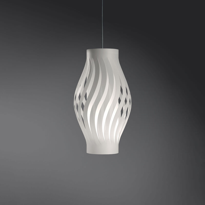 foto del prodotto linea zero sospensione moderna 1 luce helios in polilux bianco h61 made in italy