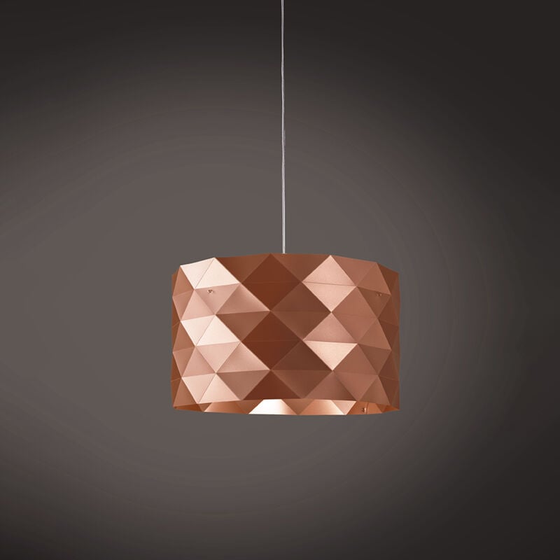 foto del prodotto linea zero sospensione moderna 3 luci prisma in polilux rame made in italy